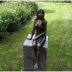 Décoration Statuette bronze personnage Femme assise -AN1065BR-B