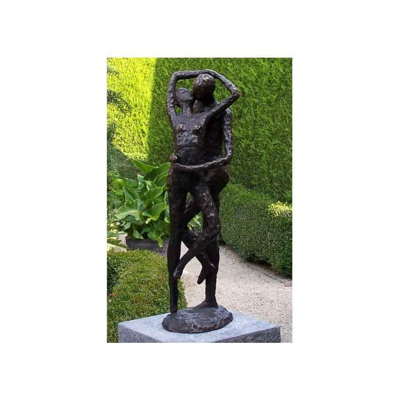 Décoration Statuette bronze personnage Couple d'amour s'embrassante -AN0928BR-BI