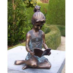 Décoration Statuette bronze personnage Petite fille avec livre -AN0803BRW-V