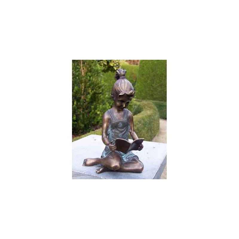 Décoration Statuette bronze personnage Petite fille avec livre -AN0803BRW-V