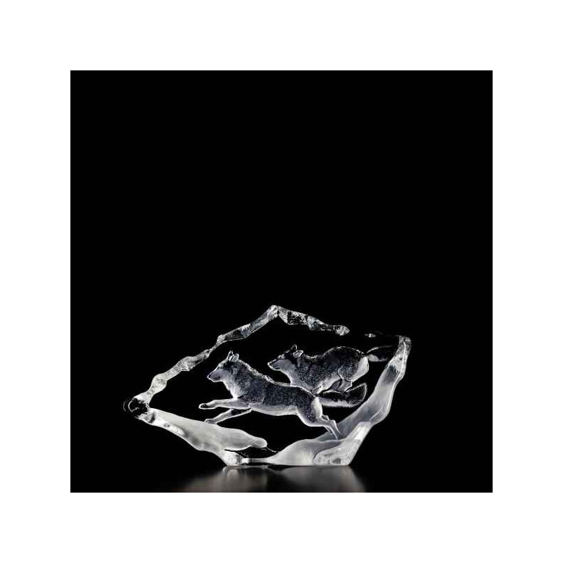 Décoration animaux en verre Couple de loups Mats Jonasson -33599