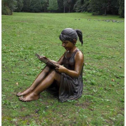 Décoration Statuette bronze personnage Fille avec livre -B1040