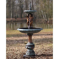 Décoration Statuette bronze personnage 3 anges sur fontaine bronze -B57150