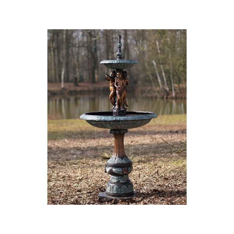 Décoration Statuette bronze personnage 3 anges sur fontaine bronze -B57150