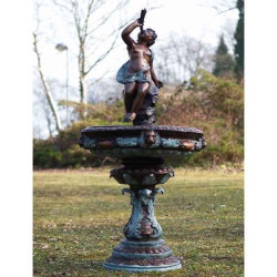 Décors Animaux en Bronze Fontaine avec ange et corne bronze -B52285