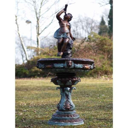 Décors Animaux en Bronze Fontaine avec ange et corne bronze -B52285