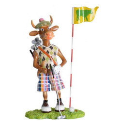 Vache figurine putting golfer art in the city -84149