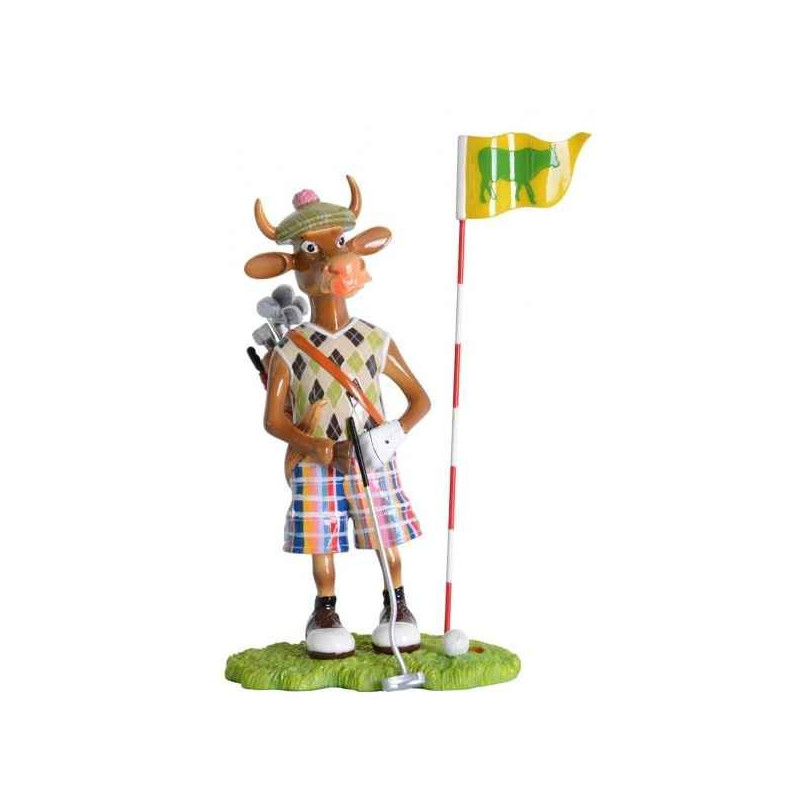 Vache figurine putting golfer art in the city -84149