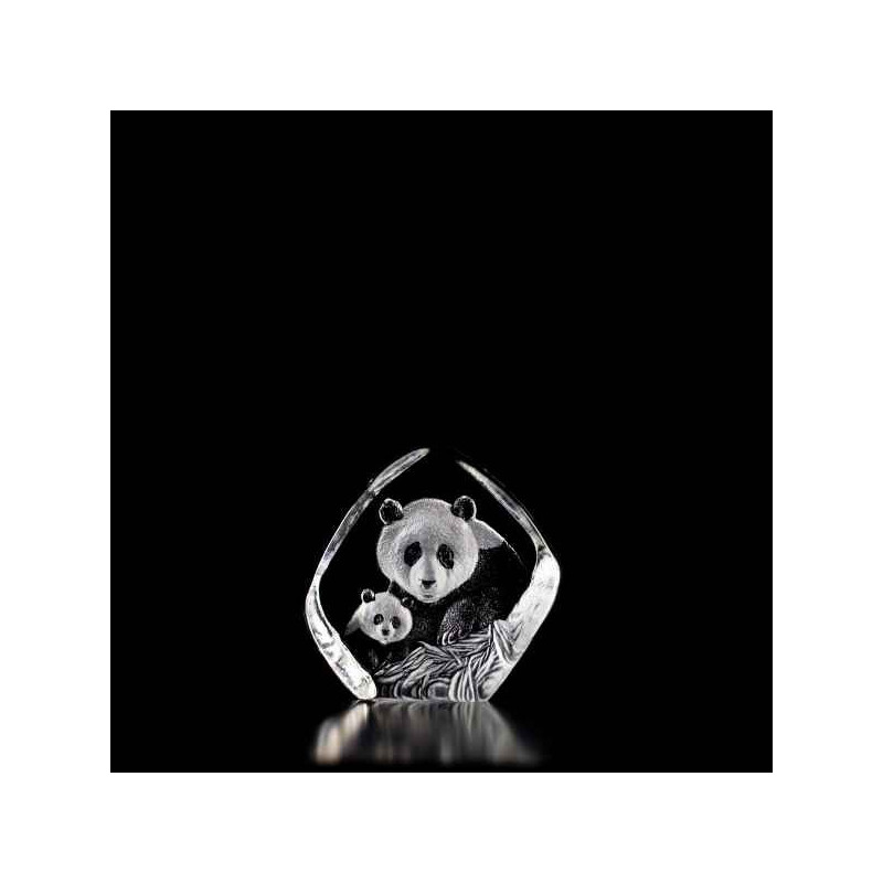 Décoration animaux en verre Panda avec ourson Mats Jonasson -33784