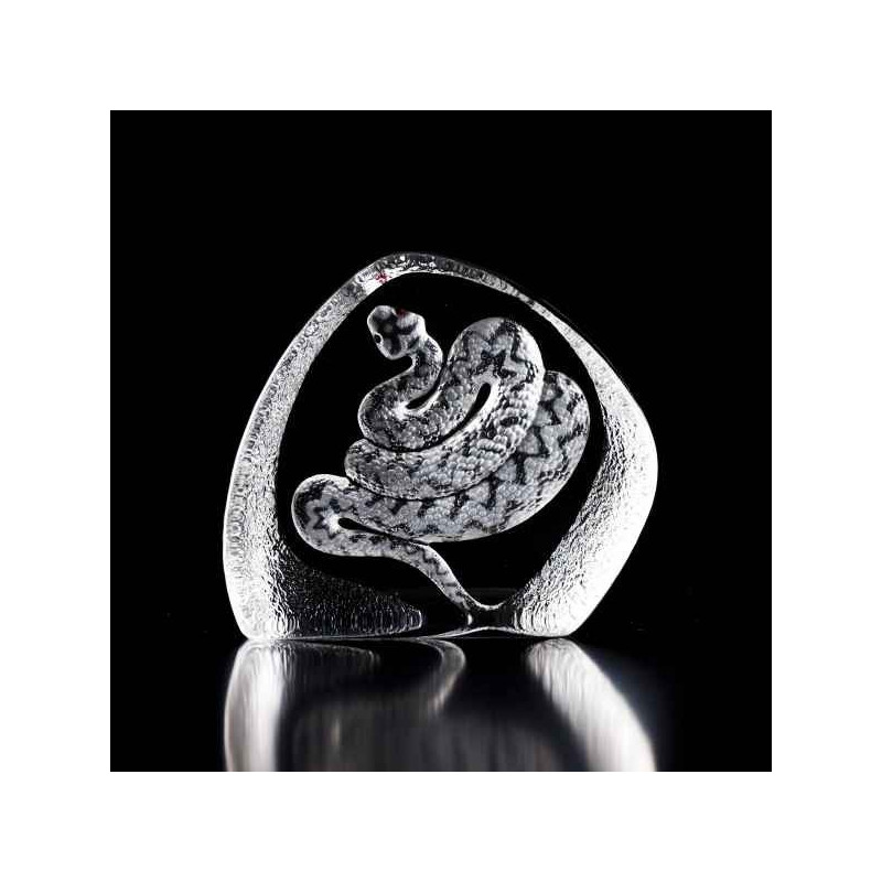 Décoration animaux en verre Serpent , clair, avec des yeux rouges Mats Jonasson -34055