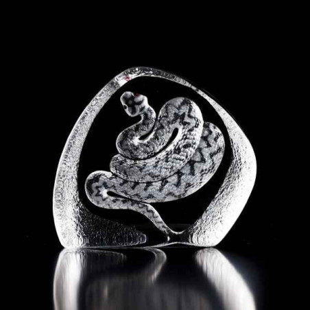 Décoration animaux en verre Serpent , clair, avec des yeux rouges Mats Jonasson -34055