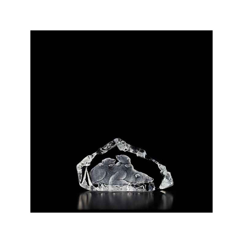 Décoration animaux en verre Ours polaire avec oursons Mats Jonasson -33807