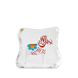 Décoration animaux en verre Cheval de dalécarlie , blanc design r ljubez Mats Jonasson -26129