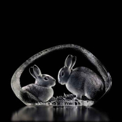 Décoration animaux en verre Lapins Mats Jonasson -34009
