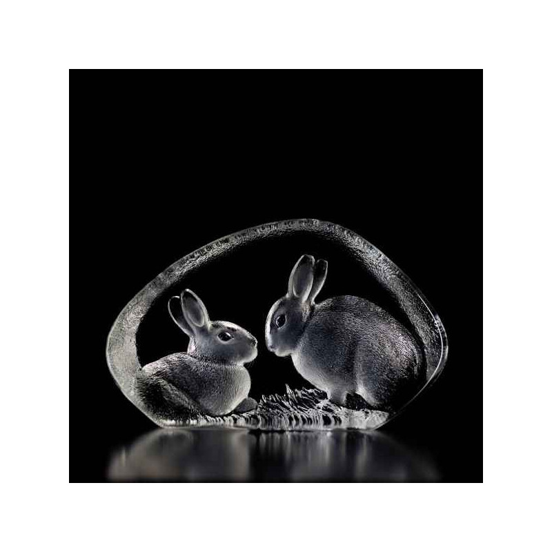 Décoration animaux en verre Lapins Mats Jonasson -34009
