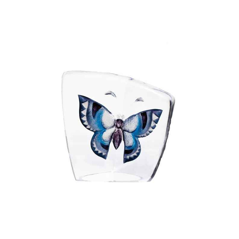 Décoration animaux en verre Papillon, bleu, grand Mats Jonasson -34004