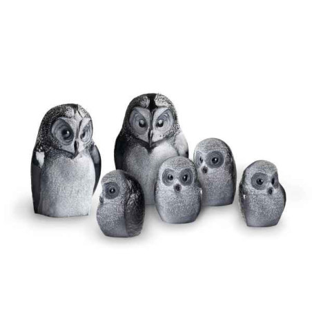Décoration animaux en verre Chouette , noir, petit Mats Jonasson -34052