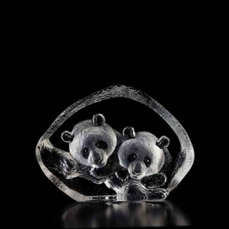 Décoration animaux en verre Pandas Mats Jonasson -34006