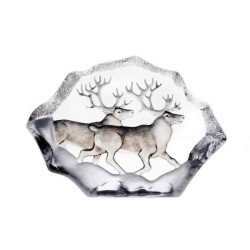 Décoration animaux en verre Couple de renne édition limitée Mats Jonasson -33974