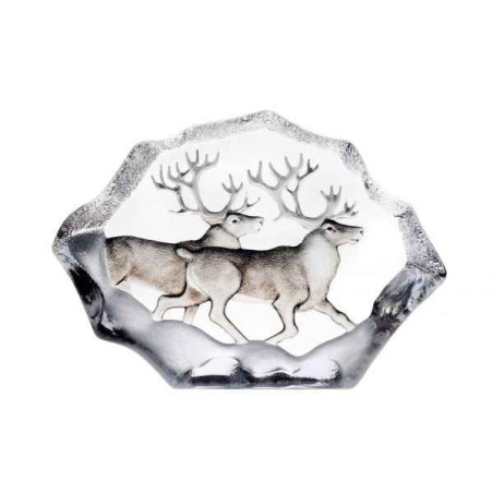 Décoration animaux en verre Couple de renne édition limitée Mats Jonasson -33974