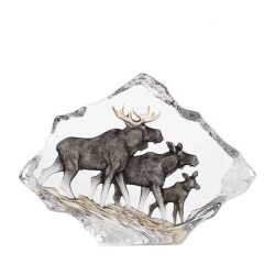 Décoration animaux en verre Famille d'élans Mats Jonasson -34068