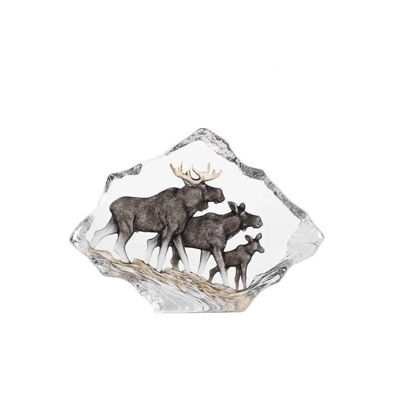 Décoration animaux en verre Famille d'élans Mats Jonasson -34068