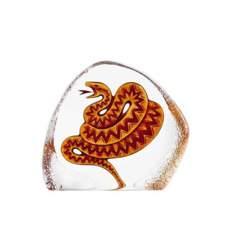 Décoration animaux en verre Serpent , fantasy , rouge / or Mats Jonasson -34058