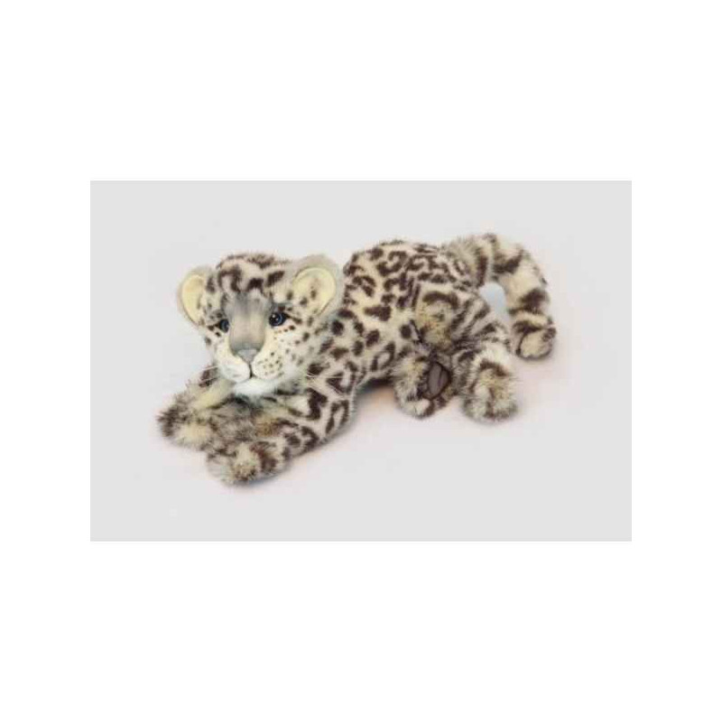 Félin Léopard des neiges couché peluche animalière -6304