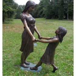 Décoration Statuette bronze personnage Mère et fille -B1066
