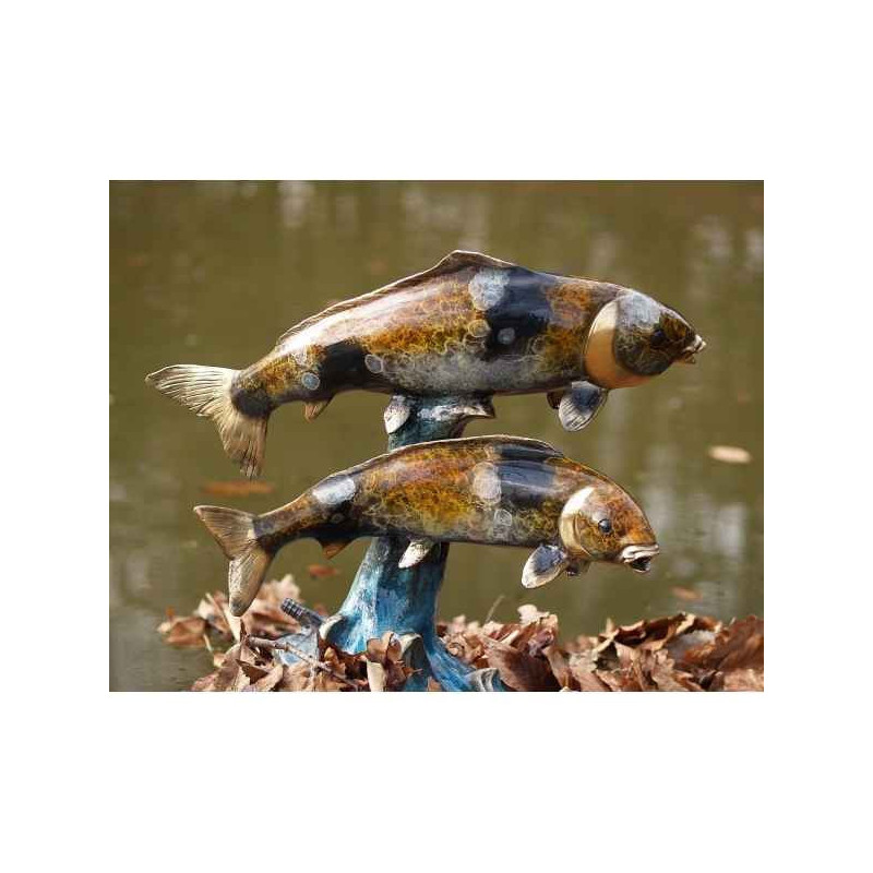Décors Animaux en Bronze 2 koi fontaine bronze -B57718