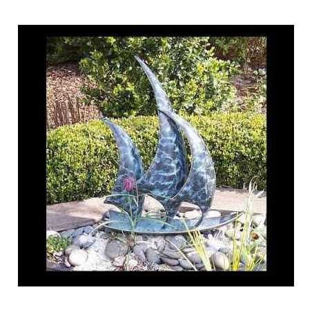Décoration Statuette bronze personnage Voilier avec 3 voiles -AN0813BR-A1