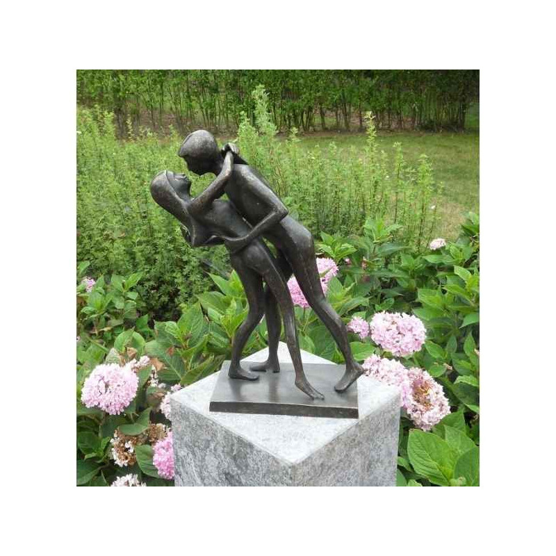 Décoration Statuette bronze personnage Couple de danse courbé vers l'arrière -AN1537BR-BI
