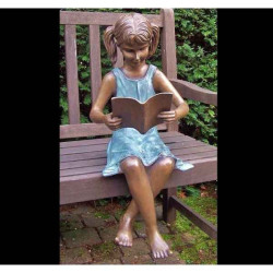 Décoration Statuette bronze personnage Fille avec livre -AN1571BRW-V
