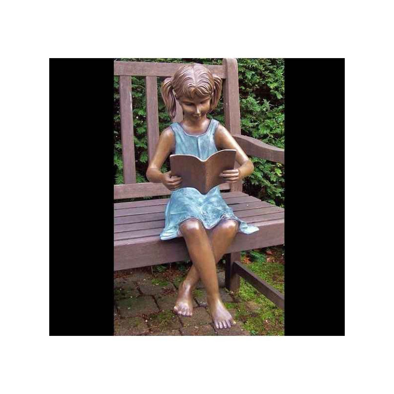 Décoration Statuette bronze personnage Fille avec livre -AN1571BRW-V