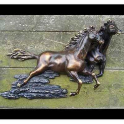 Décoration Statuette bronze personnage 2 cheveaux / décoration murale -HW0704BRW-P3