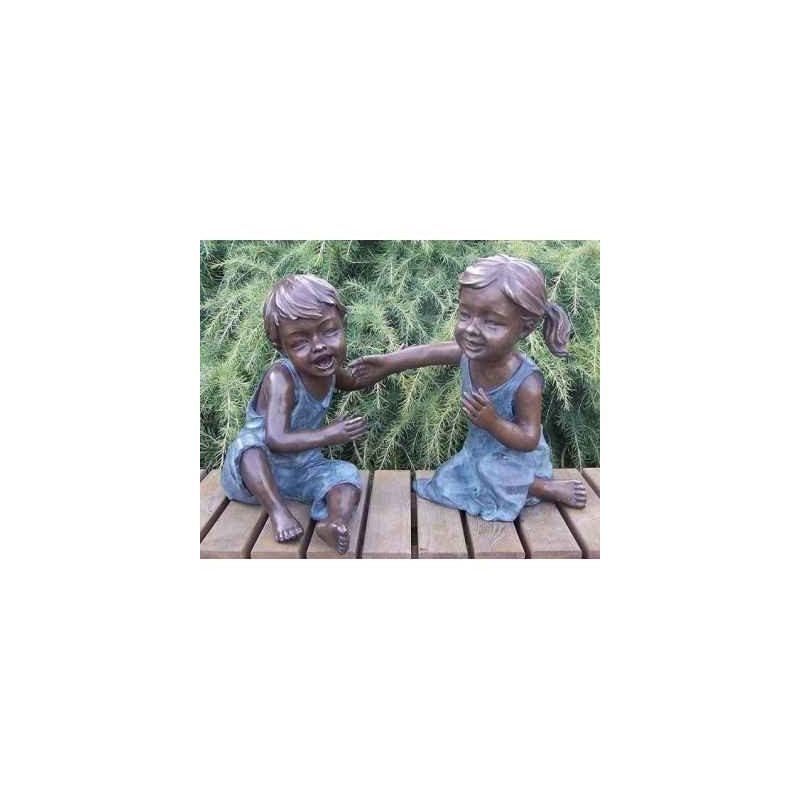 Décoration Statuette bronze personnage Garçon et fille -AN1557BRW-V