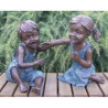 Décoration Statuette bronze personnage Garçon et fille -AN1557BRW-V
