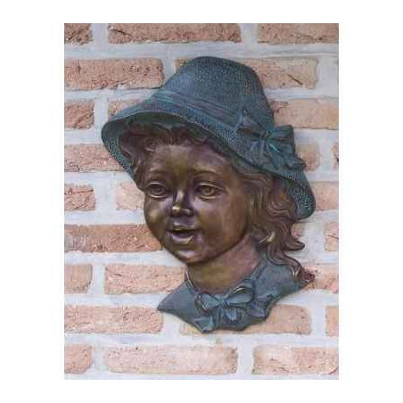 Décoration Statuette bronze personnage Fille avec chapeau décoration murale -HW1217BR-BS