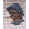 Décoration Statuette bronze personnage Fille avec chapeau décoration murale -HW1217BR-BS