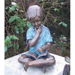 Décoration Statuette bronze personnage Garçon avec livre -AN1561BRW-V