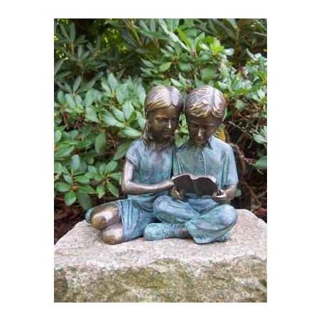Décoration Statuette bronze personnage Enfants lisants -AN1570BRW-V