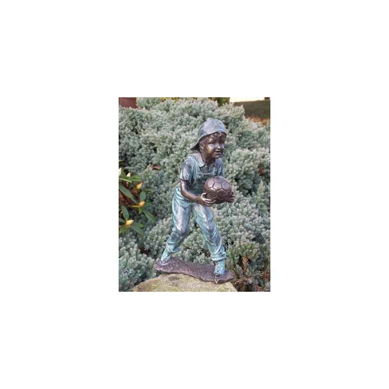 Décoration Statuette bronze personnage Joueur au foot -AN1431BRW-V