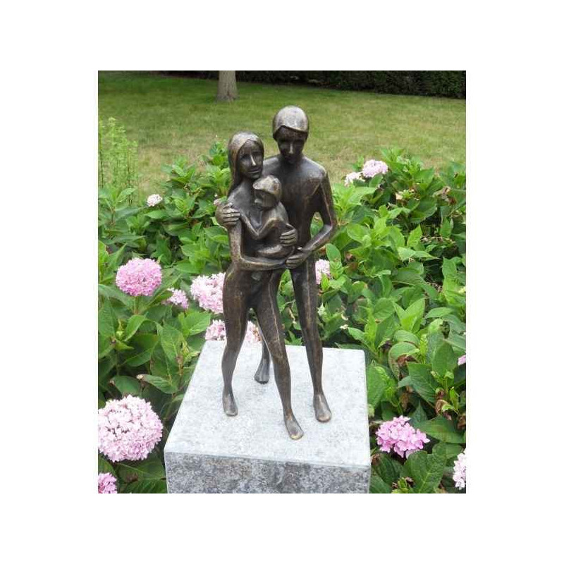 Décoration Statuette bronze personnage Paire avec enfant -AN1532BR-BI