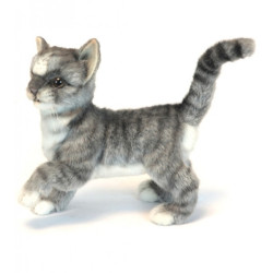 Félin Chaton tigré gris à 4 pattes 18cmh/20cml peluche animalière -6499