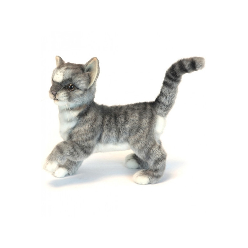 Félin Chaton tigré gris à 4 pattes 18cmh/20cml peluche animalière -6499