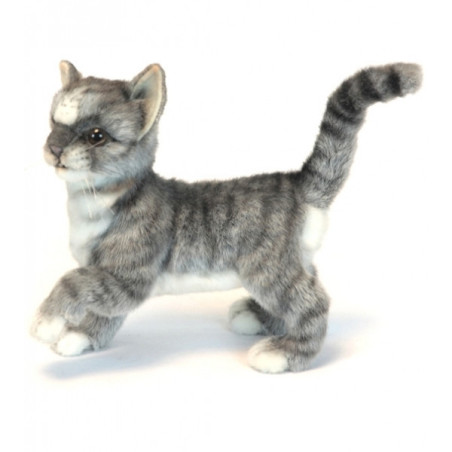 Félin Chaton tigré gris à 4 pattes 18cmh/20cml peluche animalière -6499