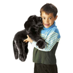 Animaux-Bois-Animaux-Bronzes propose Chiot labrador, noir marionnette 