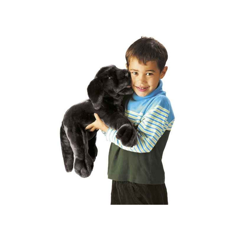 Animaux-Bois-Animaux-Bronzes propose Chiot labrador, noir marionnette 
