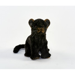 Félin Jaguar noir bébé assis 20cmh peluche animalière -6716
