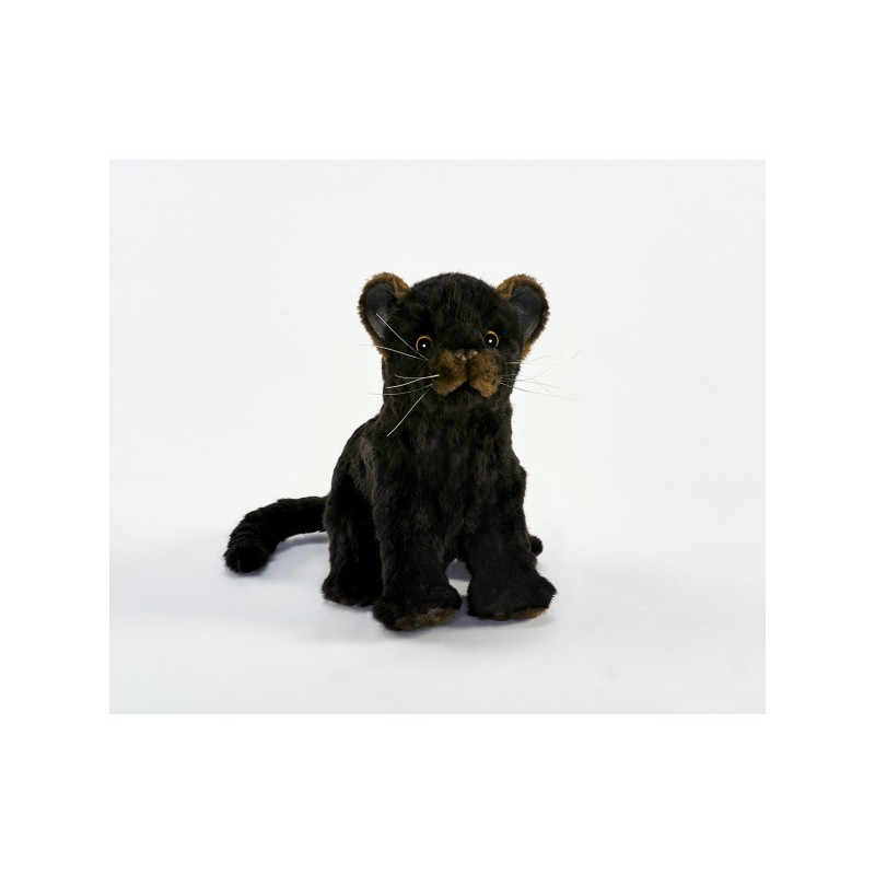 Félin Jaguar noir bébé assis 20cmh peluche animalière -6716